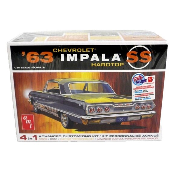 1963 CHEVROLET IMPALA SS 1/25 scale plastic model car AMT, NEW Requires Assembly - Picture 1 of 2